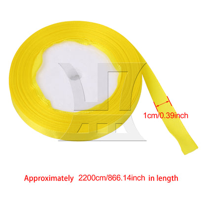 BQLZR Solid Color Satin Ribbon 0.4 Inch x 24 Yards for Weddings Wreaths Craft Yellow