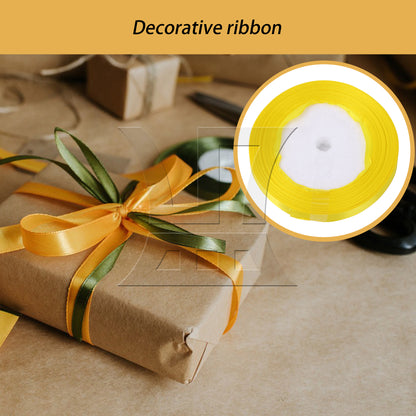 BQLZR Solid Color Satin Ribbon 0.4 Inch x 24 Yards for Weddings Wreaths Craft Yellow