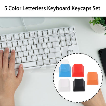 BQLZR 5 Pieces Keyboard Keycaps Black White Red Blue Orange-Red Blank Solid Color