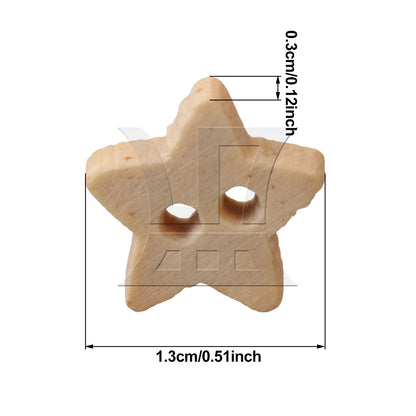 BQLZR Five-pointed Star Wooden Buttons for Craft DIY 13mm Length