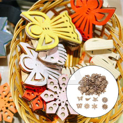 BQLZR 100 x Wooden Bird Flower Shape Unfinished Wooden Decoration for Craft DIY