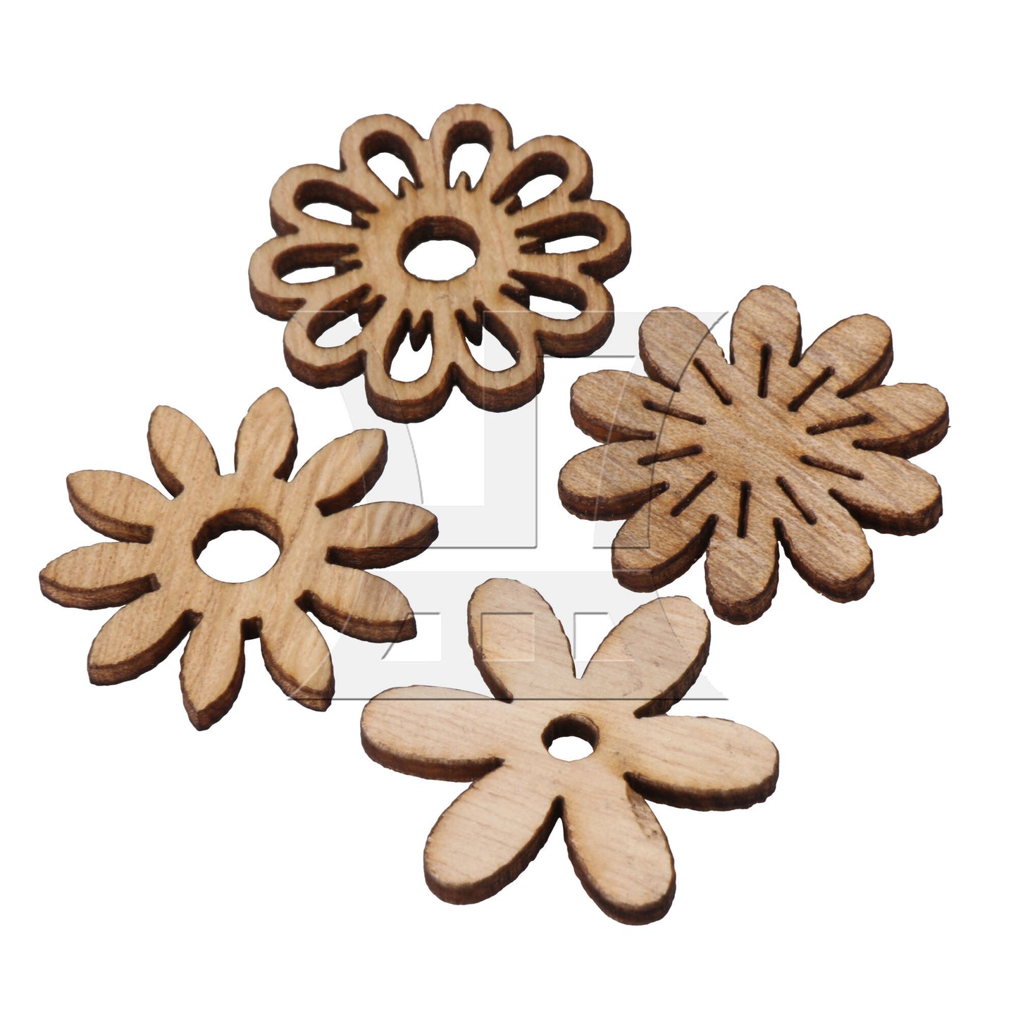 BQLZR 100 x Wooden Bird Flower Shape Unfinished Wooden Decoration for Craft DIY