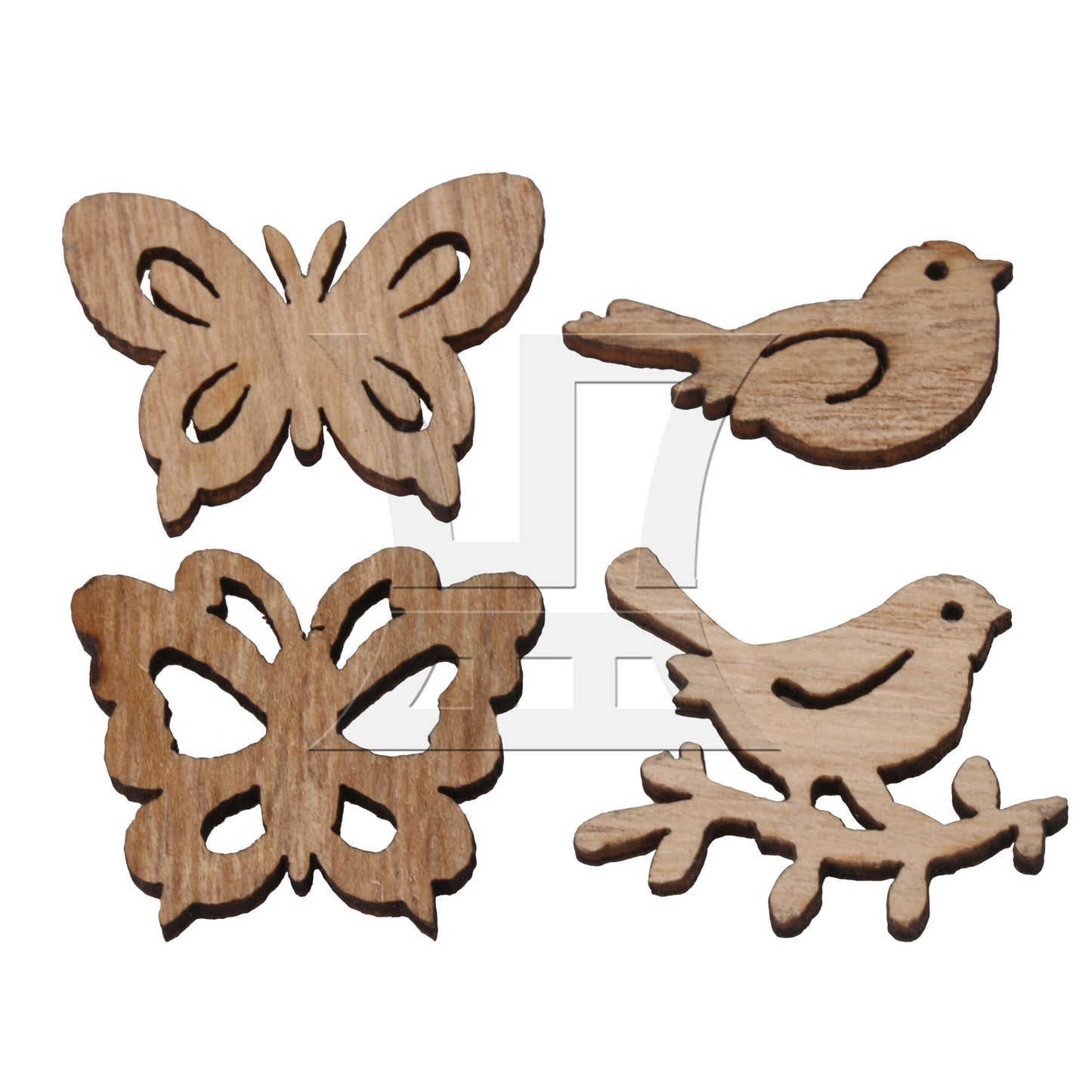 BQLZR 100 x Wooden Bird Flower Shape Unfinished Wooden Decoration for Craft DIY
