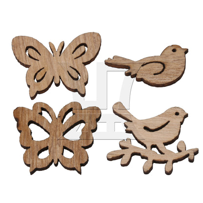 BQLZR 100 x Wooden Bird Flower Shape Unfinished Wooden Decoration for Craft DIY