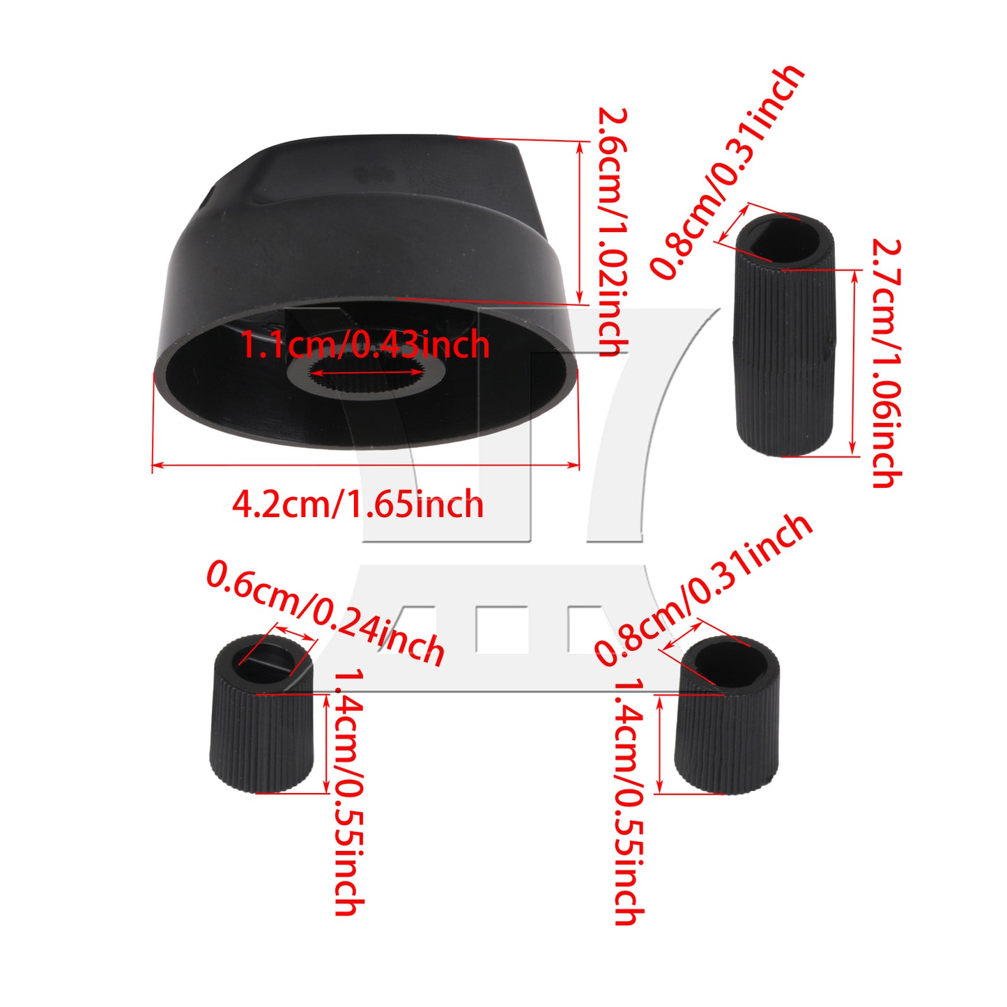 BQLZR Plastic Oven Burner Knob Replacement Parts 42x26mm Black