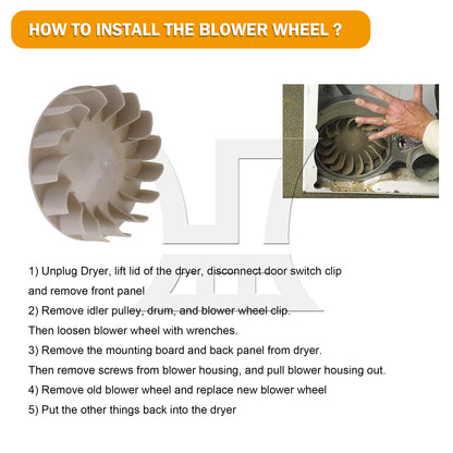 BQLZR Grey 694089 Dryer Blower Wheel Replacement for PS383953 AH383953