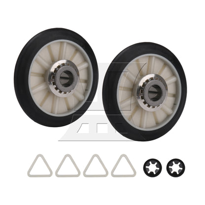 BQLZR 2x Dryer Rear Drum Support Roller Kit 349241T Replacement Parts PS347627 Black
