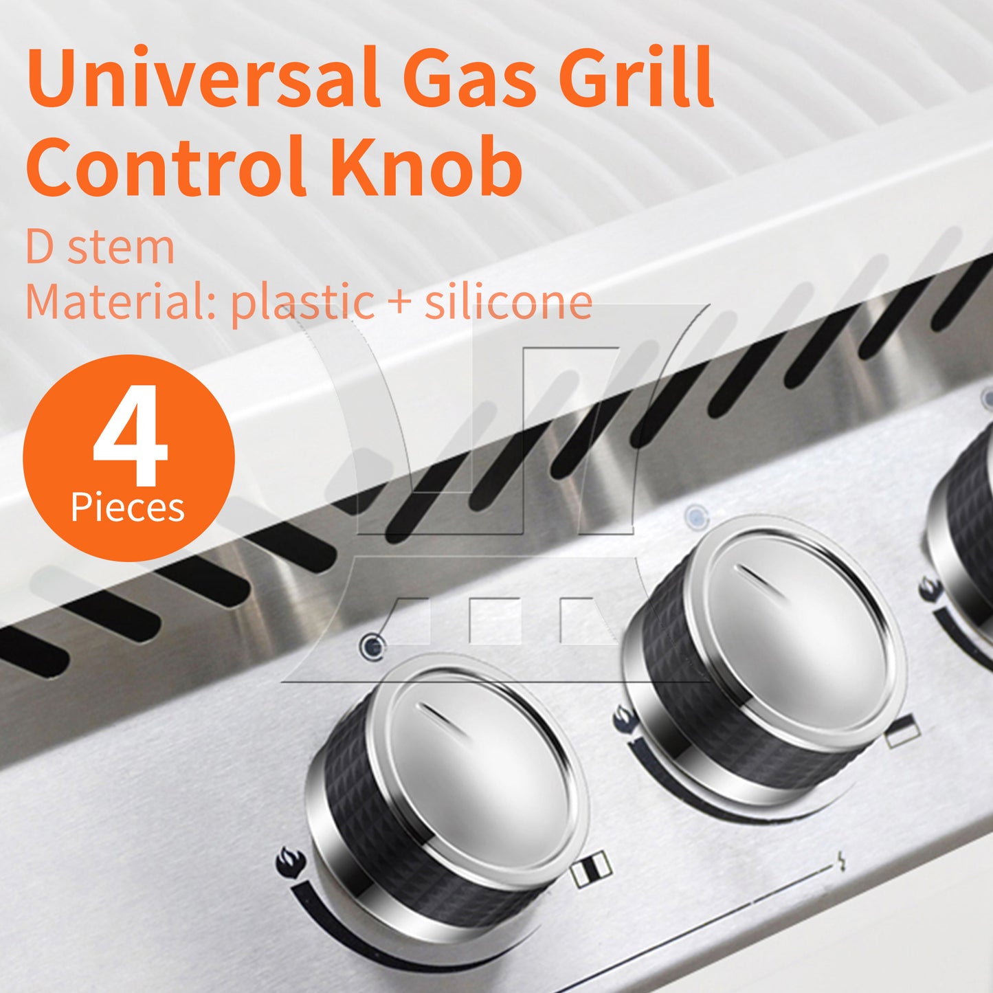 BQLZR  Grill Control Knobs Chrome Plastic Rotating w/ D Shaped Valve Stem