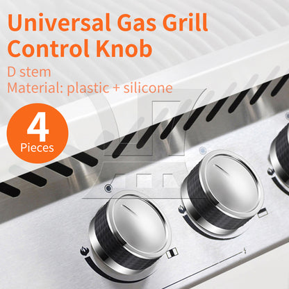 BQLZR  Grill Control Knobs Chrome Plastic Rotating w/ D Shaped Valve Stem