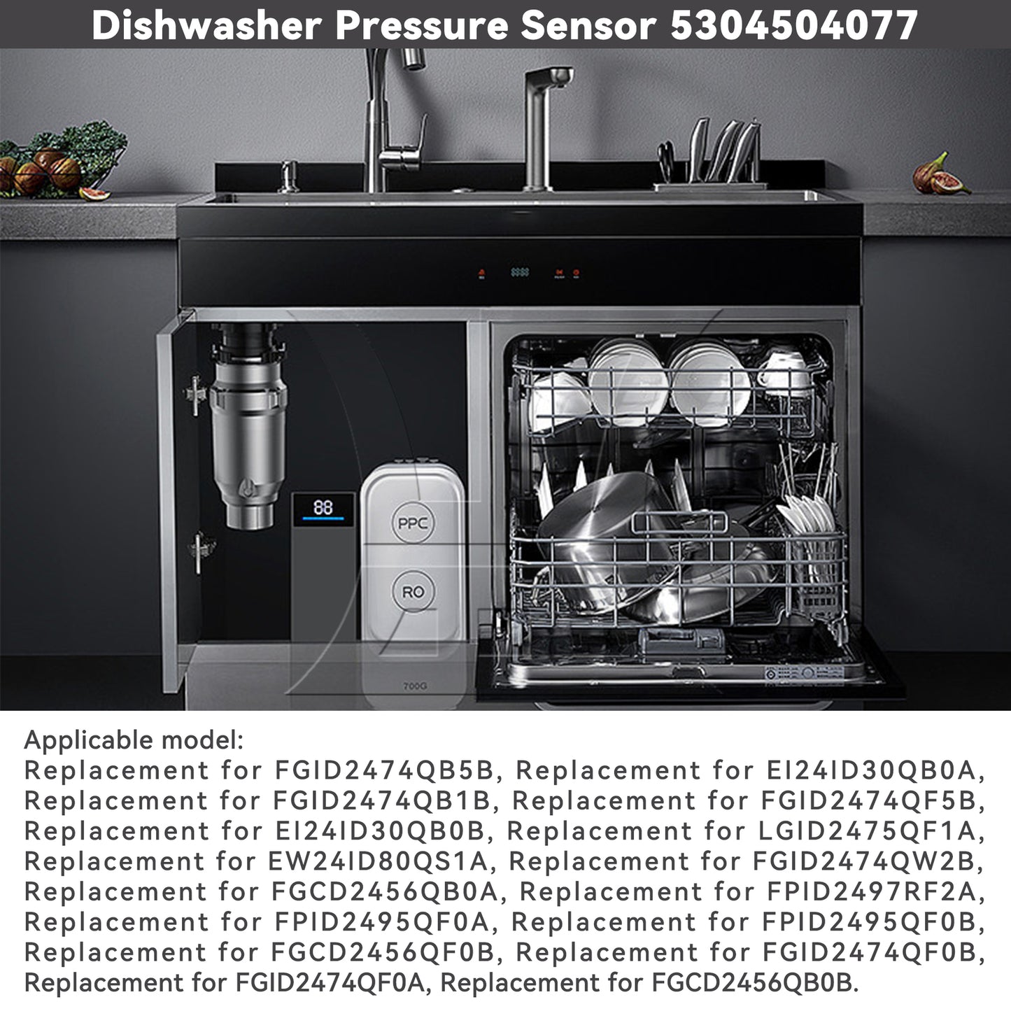 BQLZR Plastic Dishwasher Pressure Sensor Set Replacement for EI24ID30QB0A