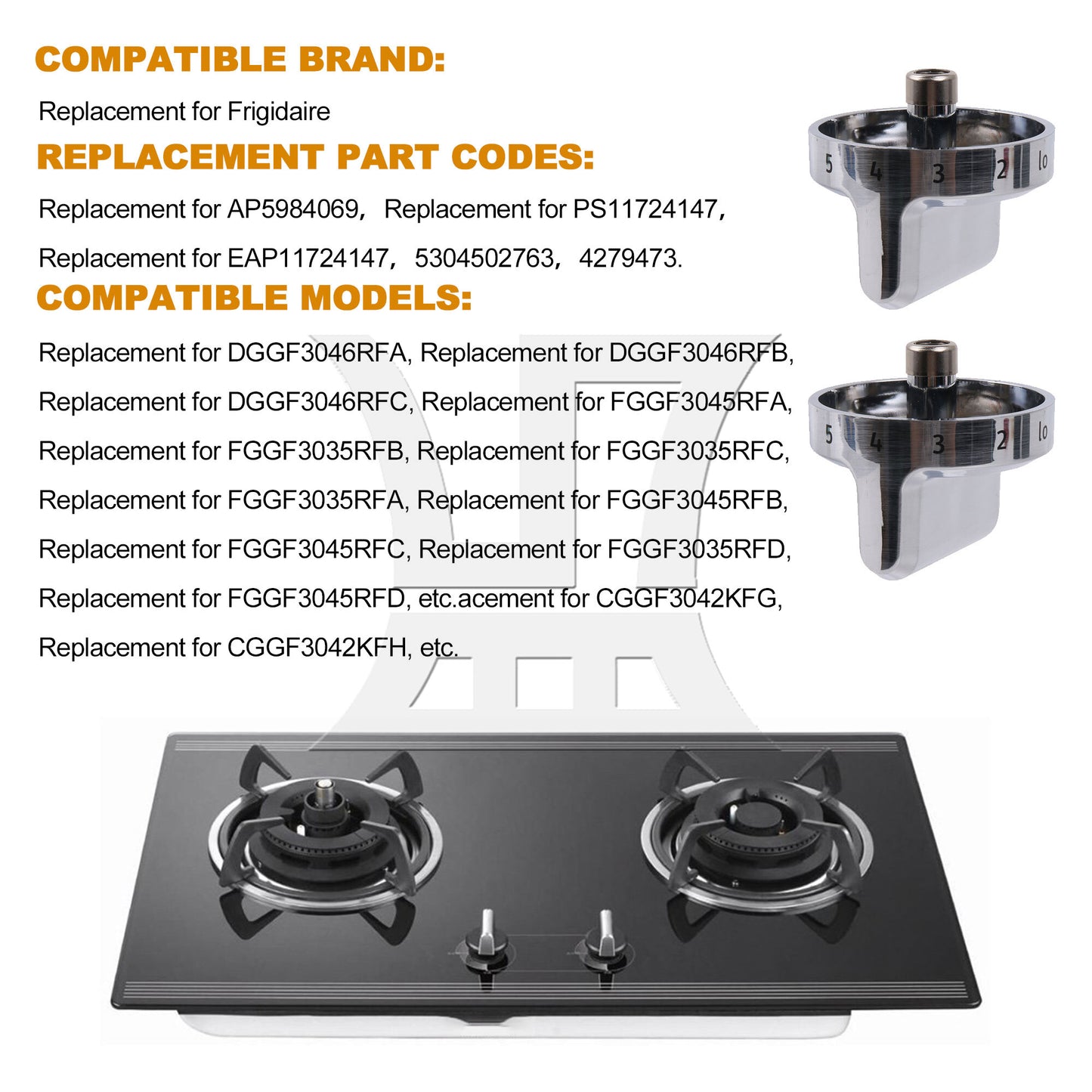 BQLZR 5 Pcs Top Burner Control Knob 5304502763 Replacement for EAP11724147