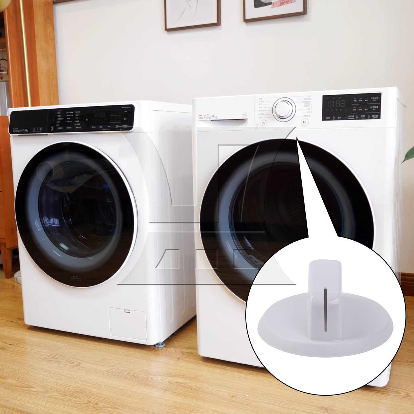 BQLZR White Plastic Control Knob Replacement for PS11763058 Dryer w/ 6x5mm Hole