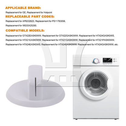 BQLZR White Plastic Control Knob Replacement for PS11763058 Dryer w/ 6x5mm Hole
