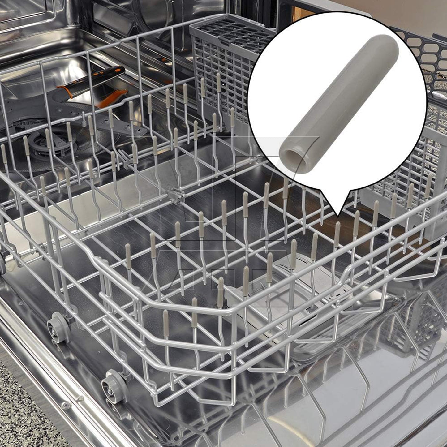BQLZR 100 Pieces 1.02" x 0.12" Rubber Dishwasher Prong Rack Grey Caps