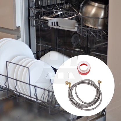 BQLZR Stainless Steel Dishwasher Hose Set with 3/8 Inch and 3/4 Inch 90 Degree Elbow