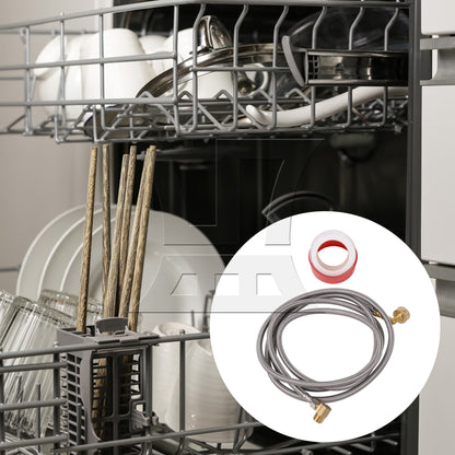 BQLZR Stainless Steel Dishwasher Hose Set with 3/8 Inch and 3/4 Inch 90 Degree Elbow