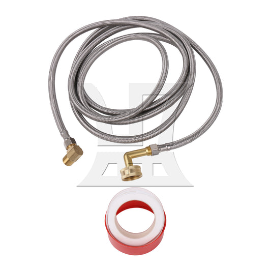 BQLZR Stainless Steel Dishwasher Hose Set with 3/8 Inch and 3/4 Inch 90 Degree Elbow
