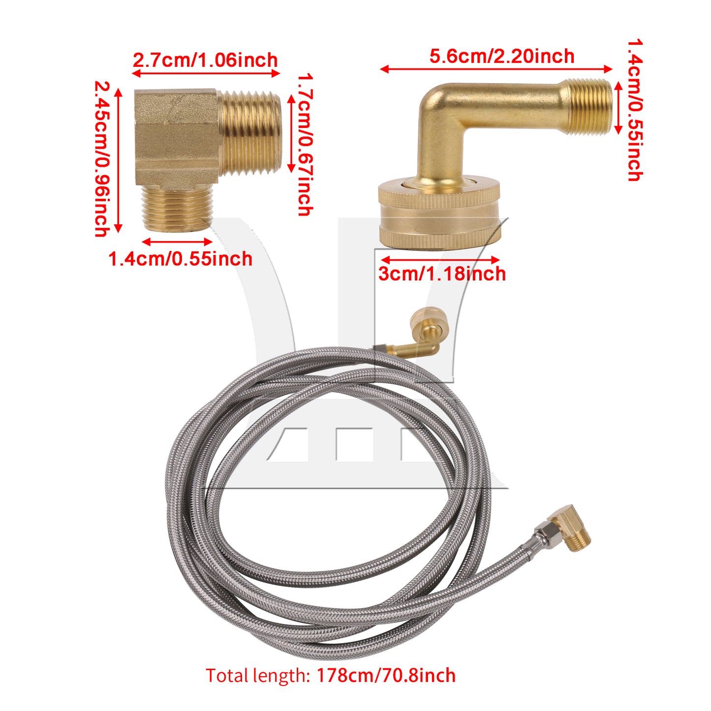BQLZR Stainless Steel Dishwasher Hose Set with 3/8 Inch and 3/4 Inch 90 Degree Elbow