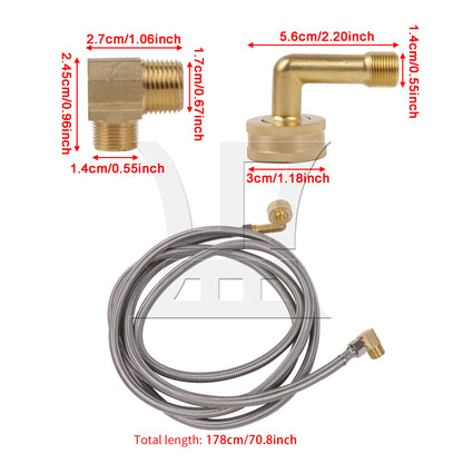 BQLZR Stainless Steel Dishwasher Hose Set with 3/8 Inch and 3/4 Inch 90 Degree Elbow