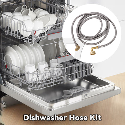BQLZR Stainless Steel Dishwasher Hose Set with 3/8 Inch and 3/4 Inch 90 Degree Elbow