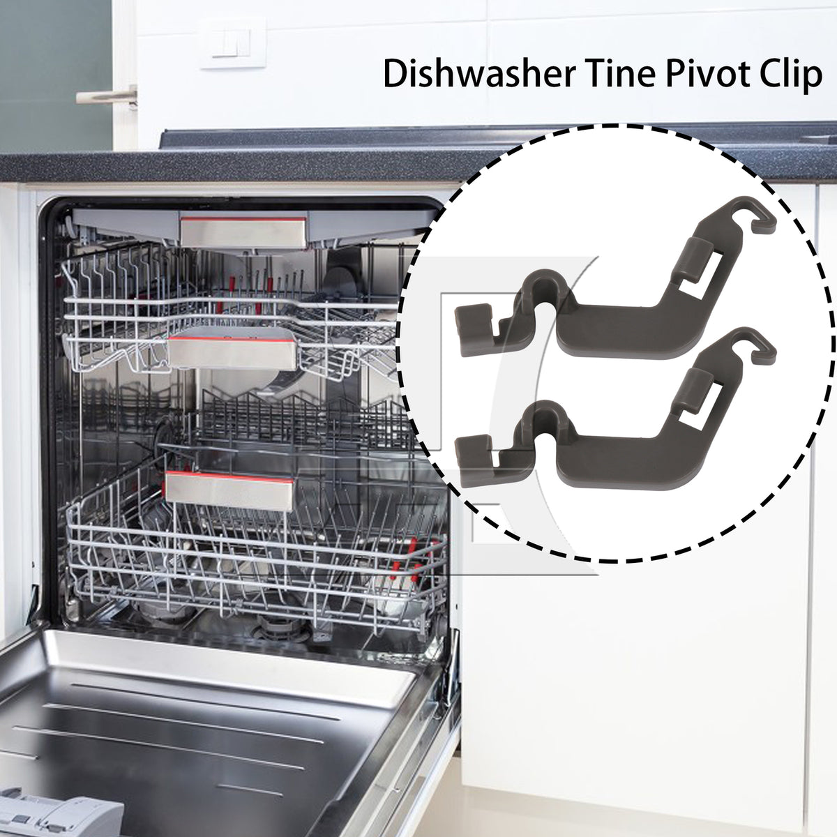 BQLZR 2Pieces Dishwasher Repair Part Tine Pivot Clip Replacement for PS1734891 Grey
