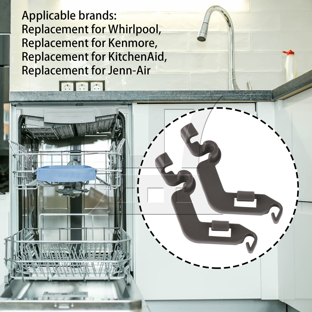 BQLZR 2Pieces Dishwasher Repair Part Tine Pivot Clip Replacement for PS1734891 Grey