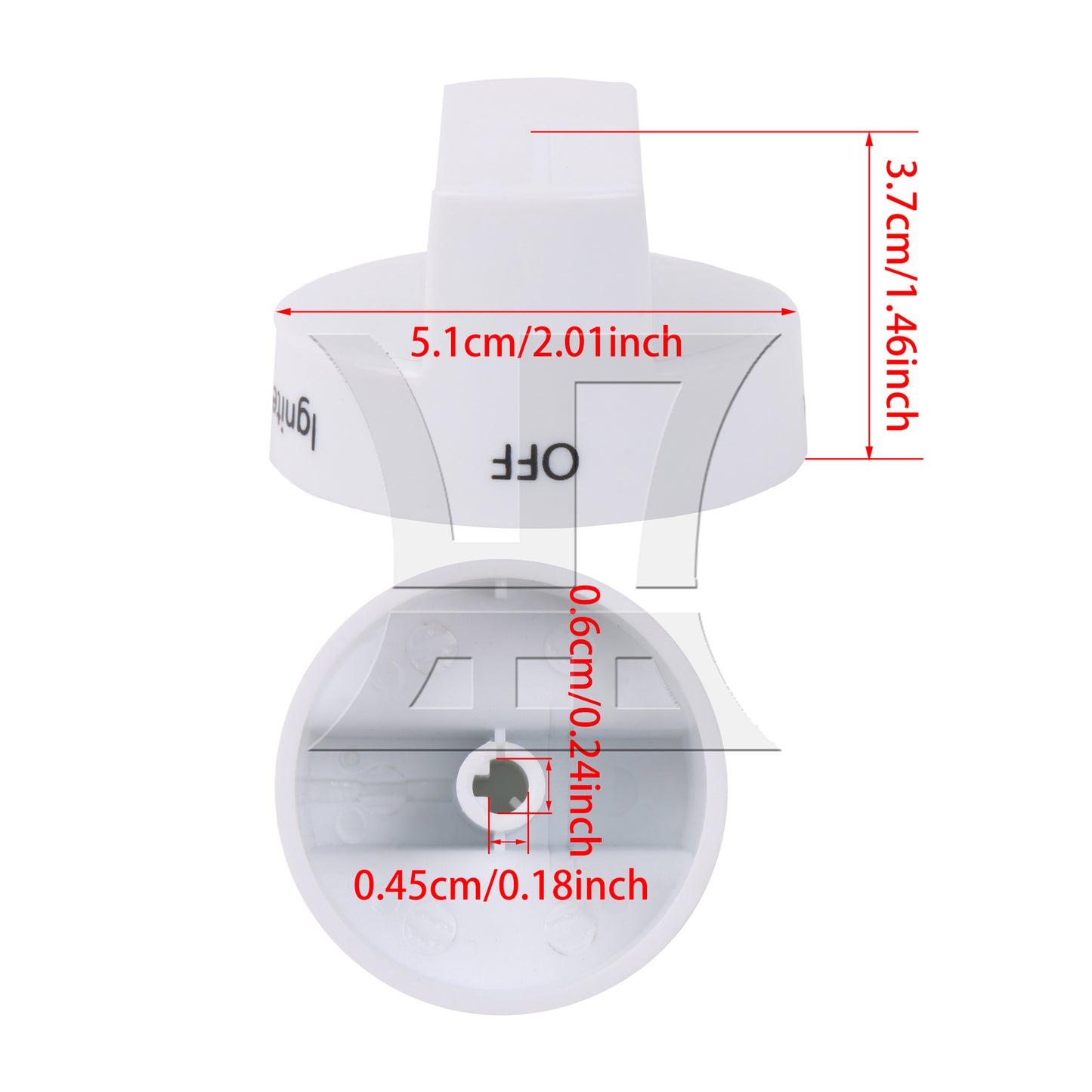 BQLZR White Plastic Burner Control Knob Replacement for AP6019878 0.24 x 0.18 Inch