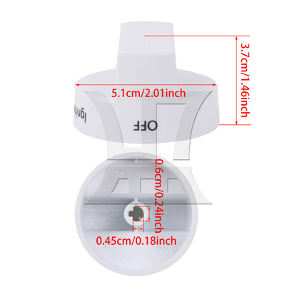 BQLZR White Plastic Burner Control Knob Replacement for AP6019878 0.24 x 0.18 Inch