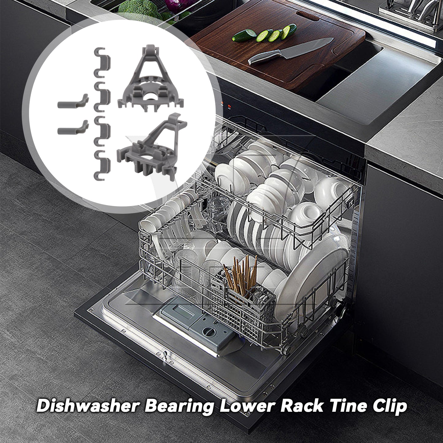 BQLZR Dishwashers Bearing Lower Rack Flip Tine Clip 00420199 DIY Repair Parts Set