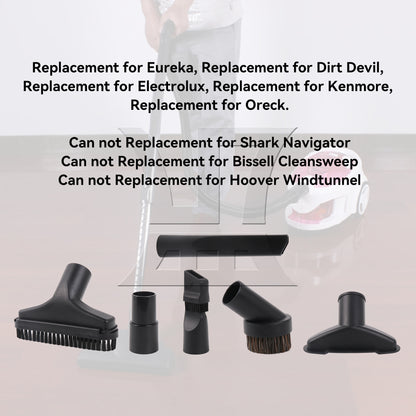 BQLZR 6 Pieces Square Vacuum Brush w/ Adapter 1-1/4" 1-3/8" Replacement for Oreck