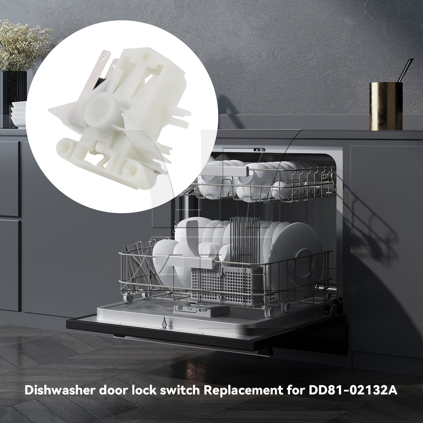 BQLZR Plastic Dishwasher Door Switch Latch Replacement for AP6287051 White