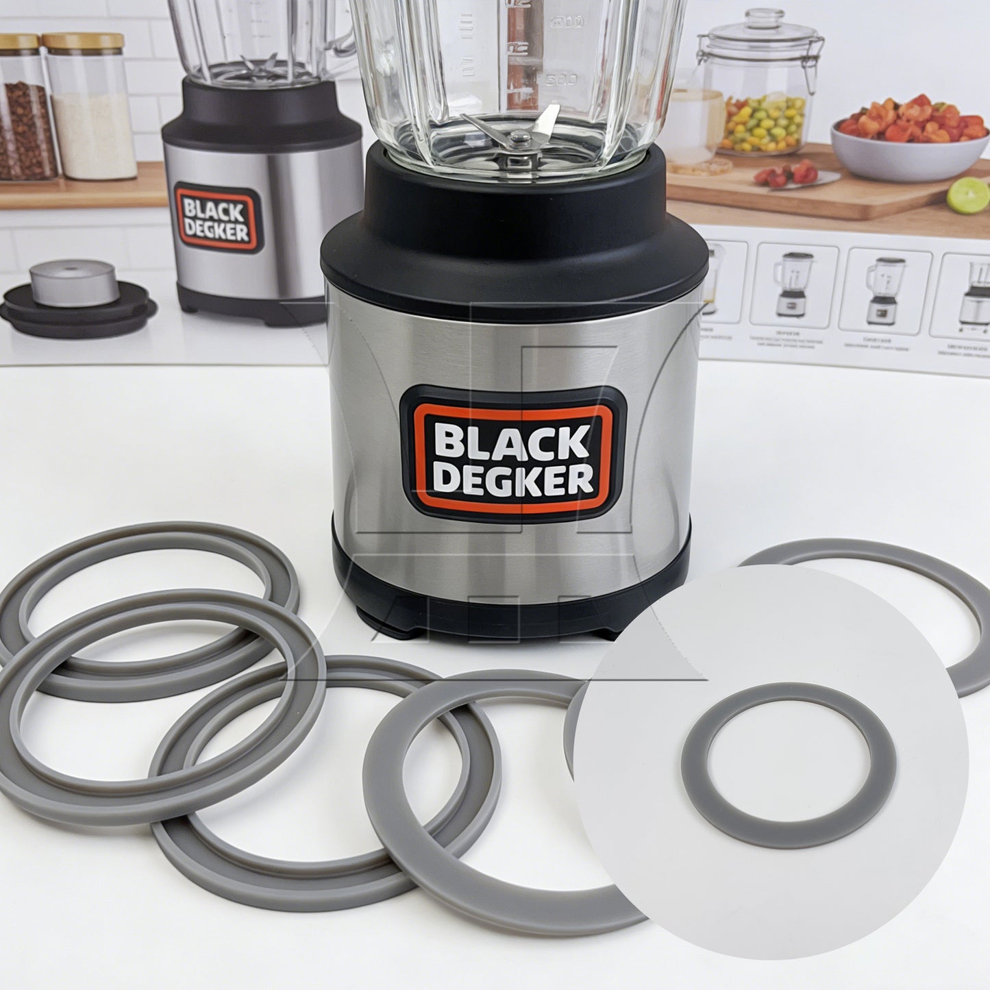 BQLZR 4 Pieces Grey Rubber Gaskets Replacement for Black Decker BL1900 BL3900 BL4900
