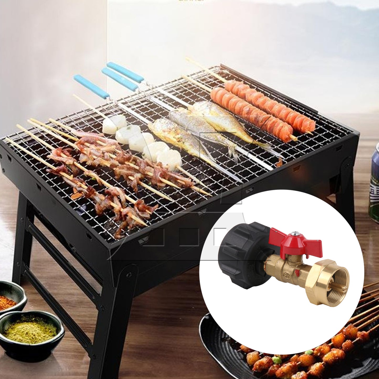 BQLZR Brass Propane Refill Tank Straight Adapter for Portable Barbecues 180 Degree