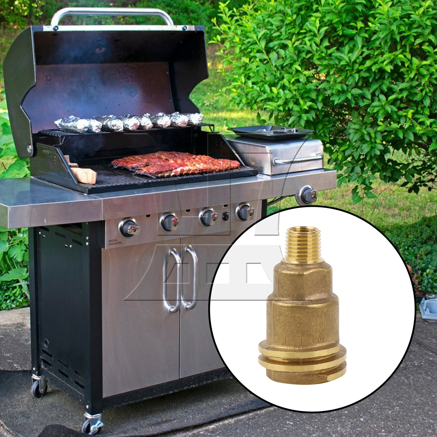 BQLZR Solid Brass Propane Refill Fitting Converter for Desktop Barbecues 1/4inch NPT