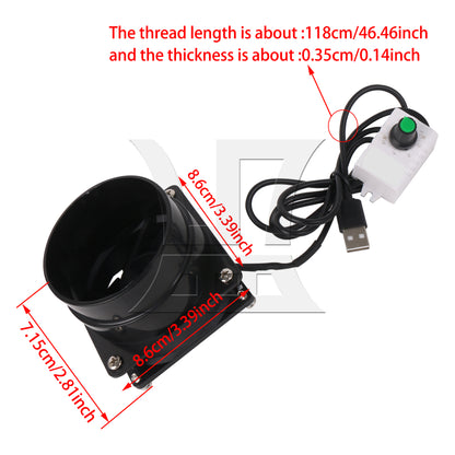 5V Black USB Small Range Hood Fan (Integrated Speed Regulation, Single Network, 8cm Single Air Duct)