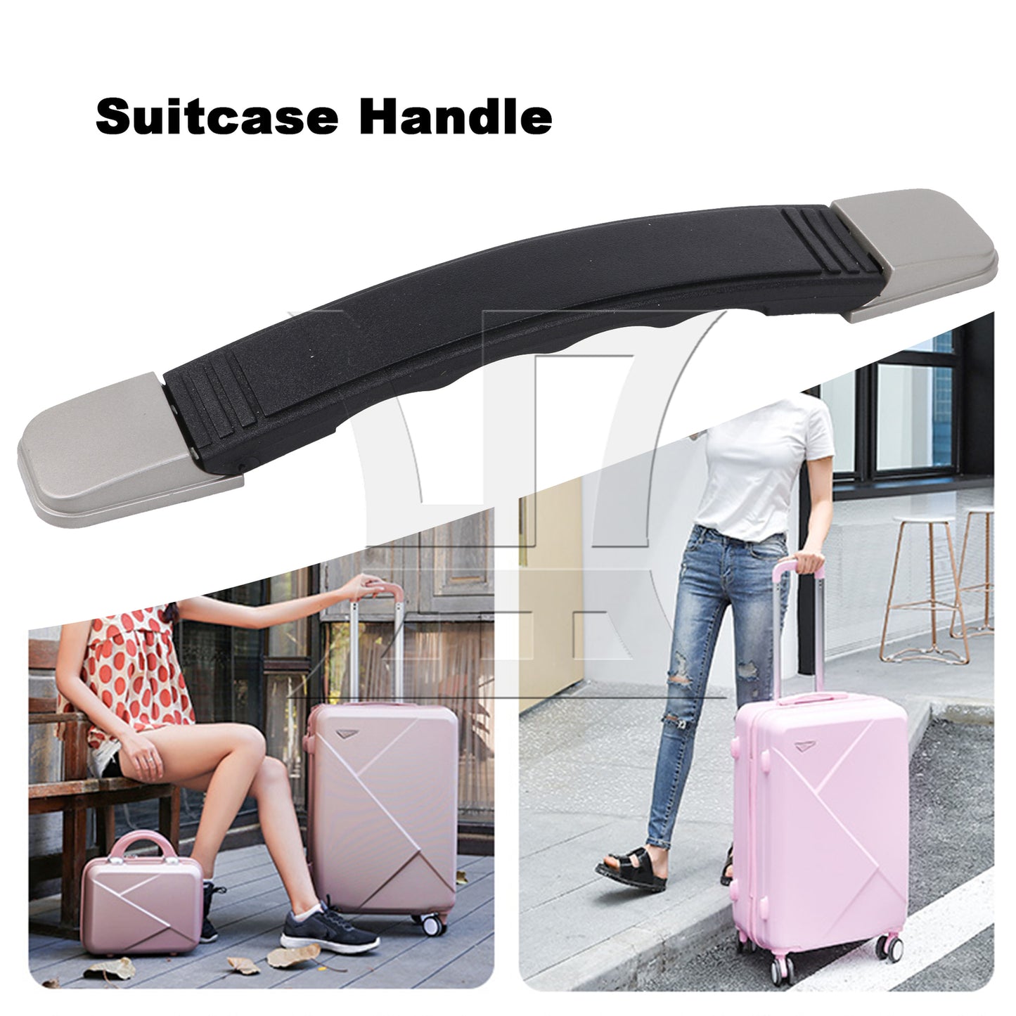 BQLZR Plastic Suitcase Luggage Handle Replacement with Mounts & Screws Black B018