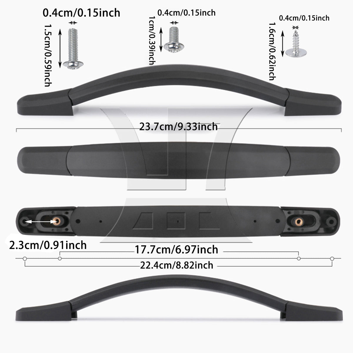 BQLZR Suitcase Luggage Handle Holder Strap Grip Handle 9.33inch w/ Mounts Black B122