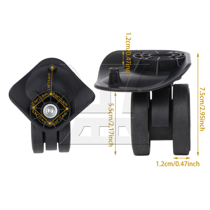 BQLZR 2Pieces Luggage Suitcase Replacement Wheels 360 Swivel Left & Right W226 Black