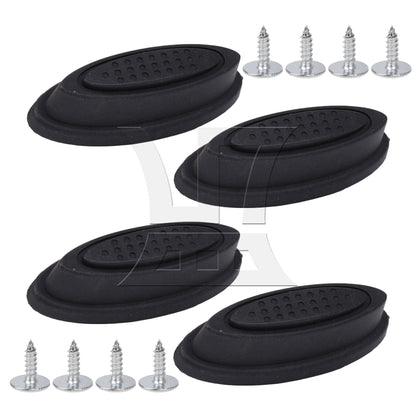 BQLZR Black Luggage Bracket Side Feet Pads Plastic Rubber with 4 Screw
