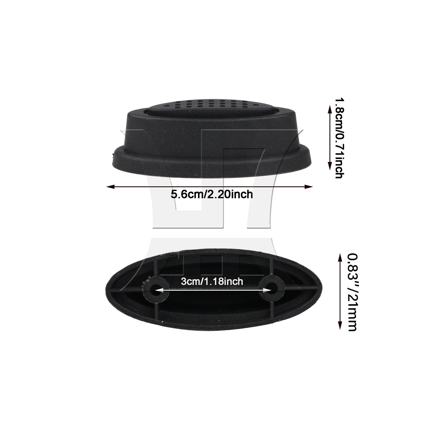 BQLZR Black Luggage Bracket Side Feet Pads Plastic Rubber with 4 Screw