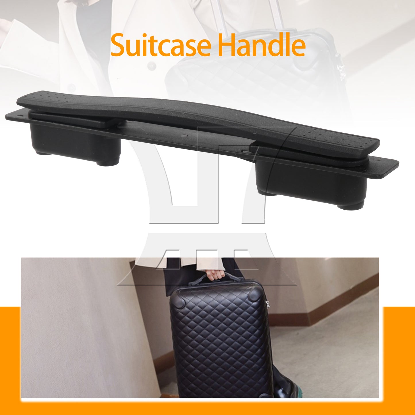 BQLZR Black Suitcase Luggage Strap Handle Plastic Pull Grip 8.46inch Length w/ Screw