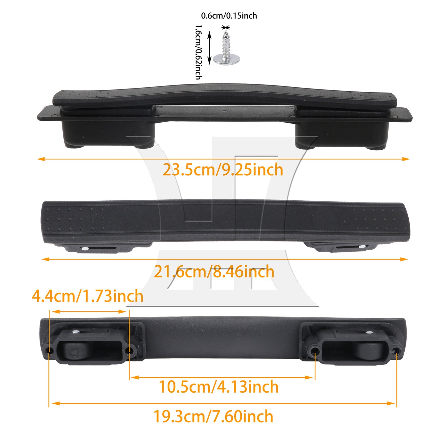 BQLZR Black Suitcase Luggage Strap Handle Plastic Pull Grip 8.46inch Length w/ Screw