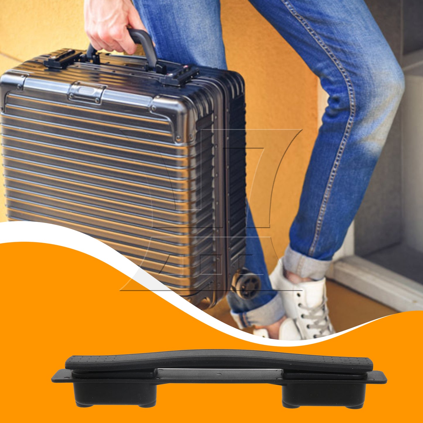 BQLZR Black Suitcase Luggage Strap Handle Plastic Pull Grip 8.46inch Length w/ Screw