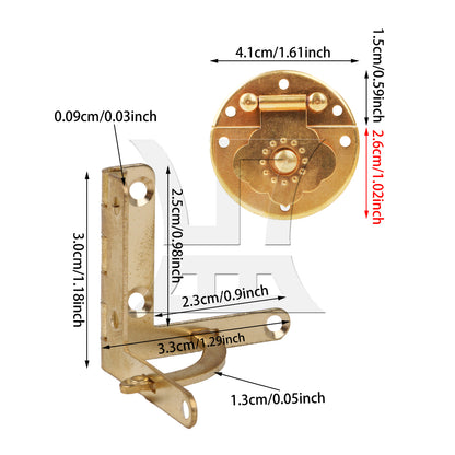 BQLZR 3Pieces 90 Degree Folding Support Quadrant Hinge & Buckle 1.3x1.18inch for Box