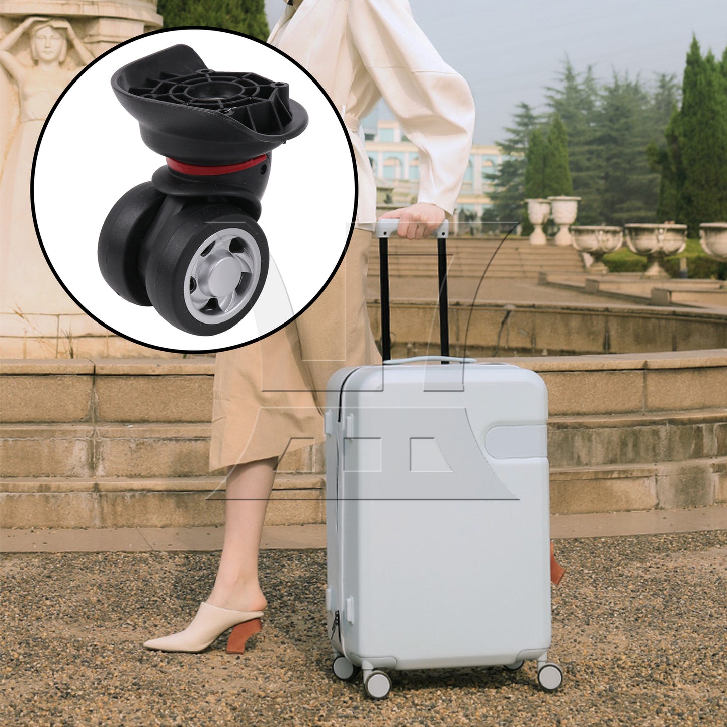 BQLZR Right Black Mute Luggage Wheel Plastic Flexible with 4 Screw Replacement W055