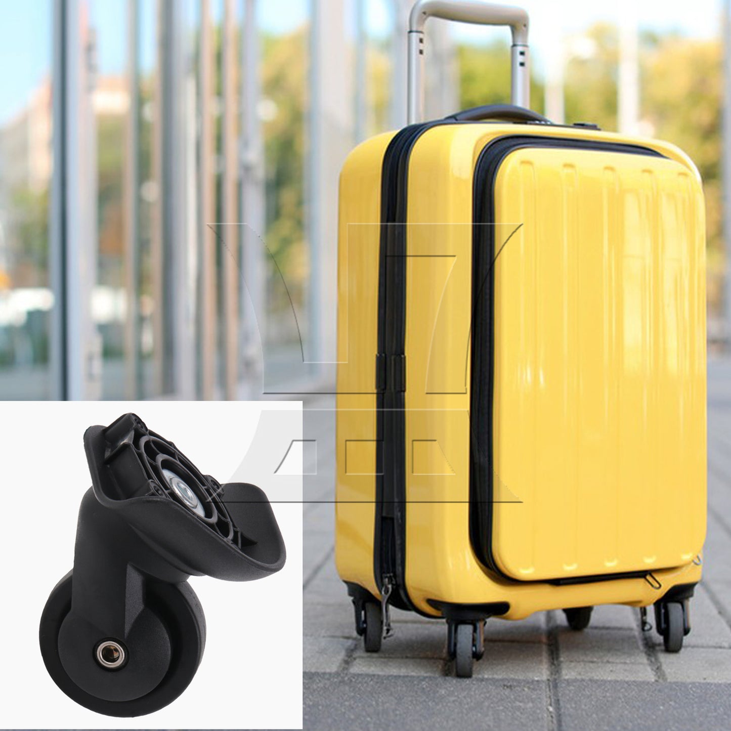 BQLZR 3.03" Overall Height Luggage Suitcase Wheels Black Right W293 with Screwdriver