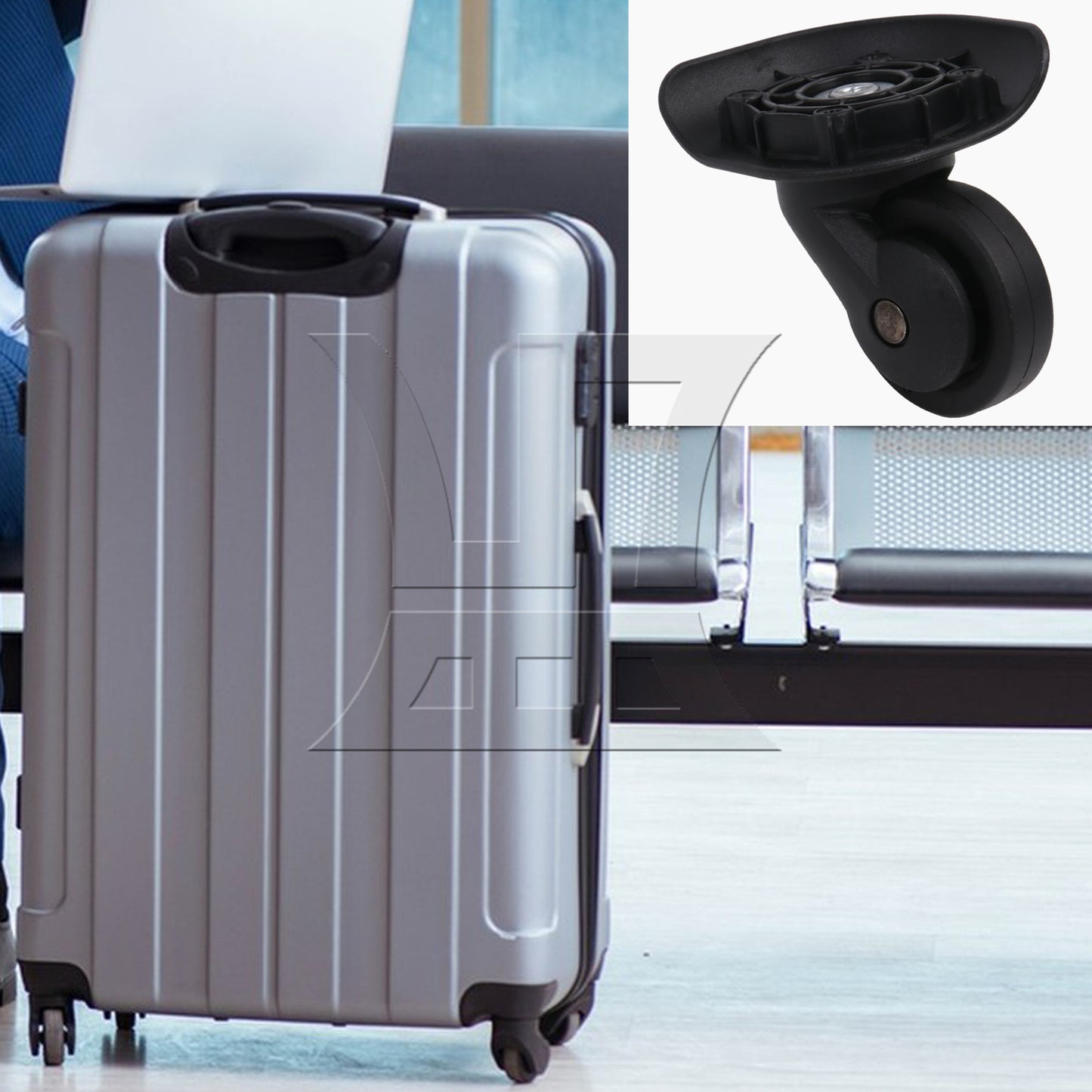 BQLZR 3.03" Overall Height Luggage Suitcase Wheels Black Right W293 with Screwdriver