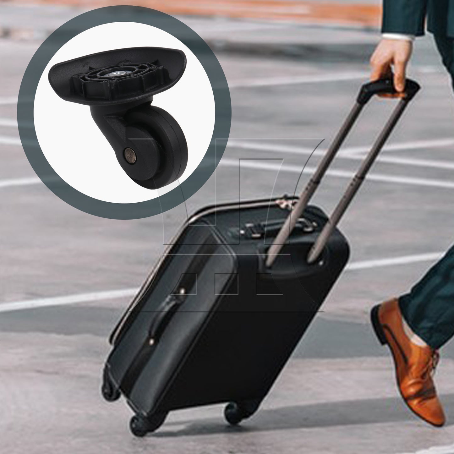 BQLZR 3.03" Overall Height Luggage Suitcase Wheels Black Right W293 with Screwdriver