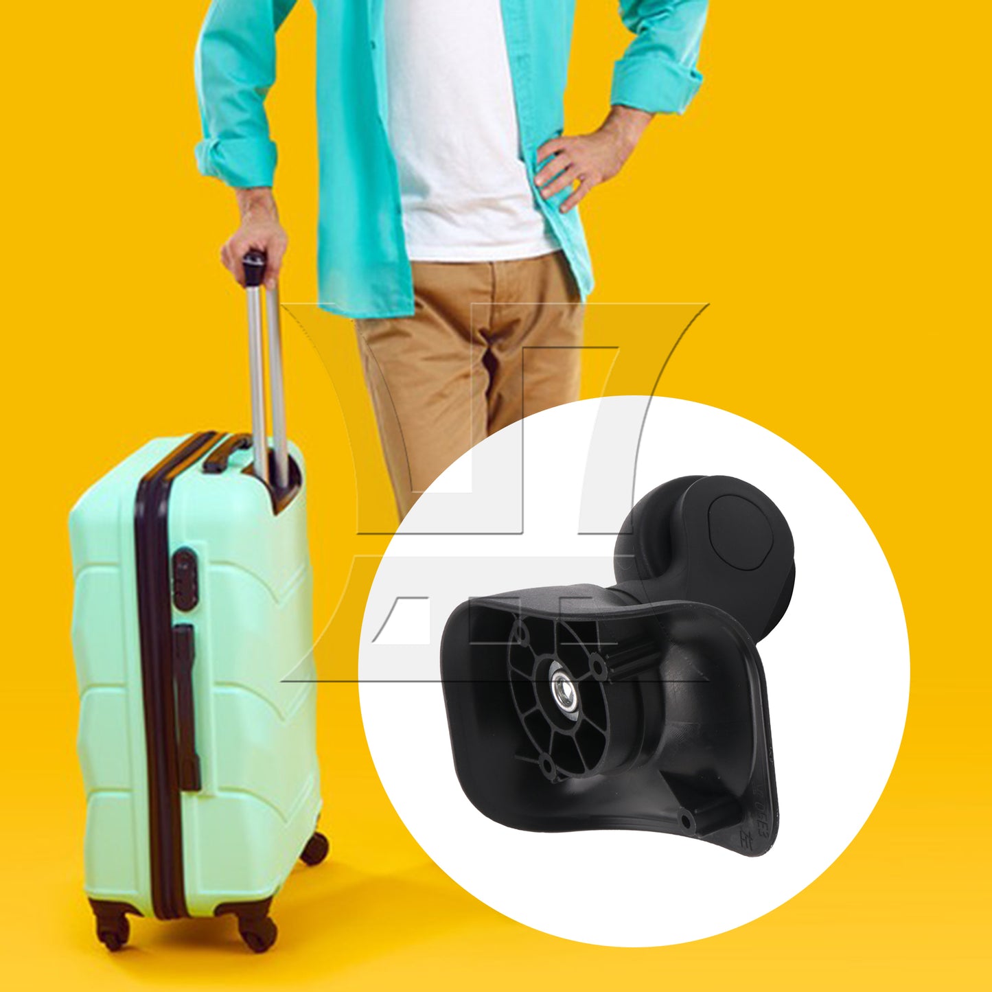 BQLZR Black Left Luggage Suitcase Wheels 360 Swivel Replacement W041-2S with 4 Screw