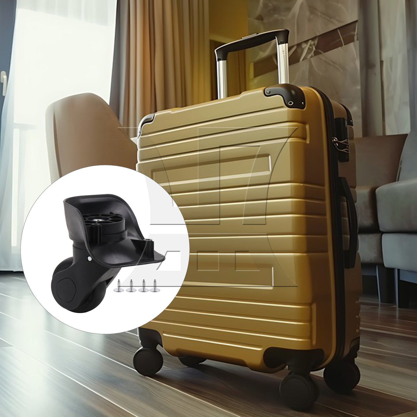 BQLZR Right W041-2S Luggage Wheels 3.62" Overall Height w/ Dual-purpose Screwdriver